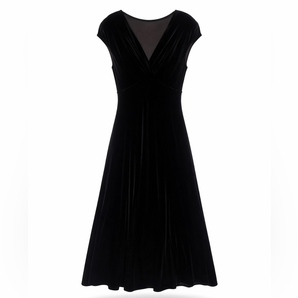 Vintage Y2K 90s Velvet dress black Whimsigoth classic flare long